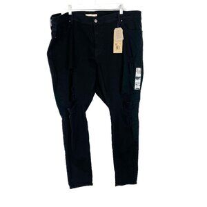 NWT Levi's 711 Skinny Jeans Distressed Hypersoft Black Plus Size 24W NEW